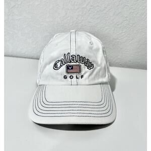 Callaway Golf Unisex Golf Hat Cap American Flag Logo Adjustable Strap White